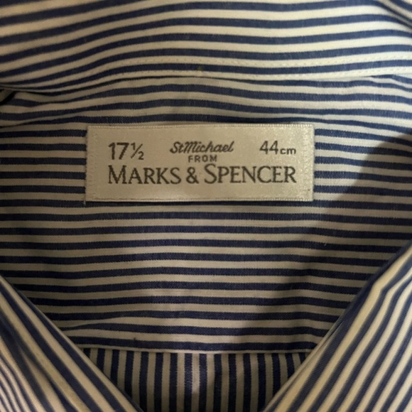 Marks & Spencer Navy Striped Dress Shirt - Picture 2 of 2